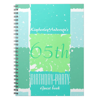 Aqua Mint Green Colours 65th birthday Guest Book