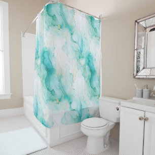 Aqua Mint Green Gold White Marble