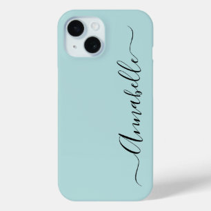 Aqua Mint Green Personalized Name iPhone 15 Case