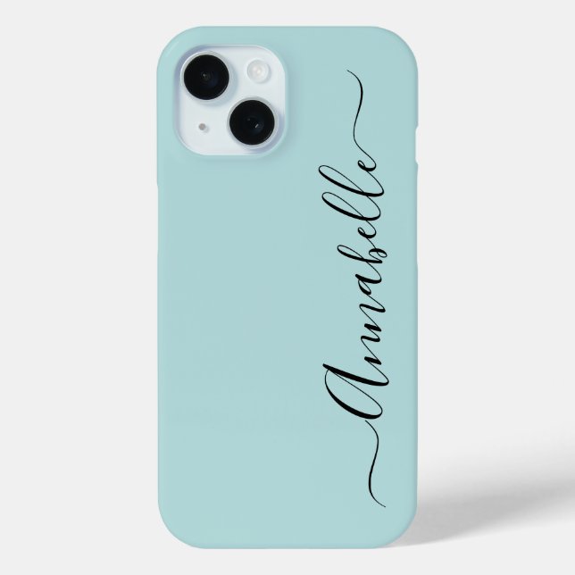 Aqua Mint Green Personalized Name Case-Mate iPhone Case (Back)