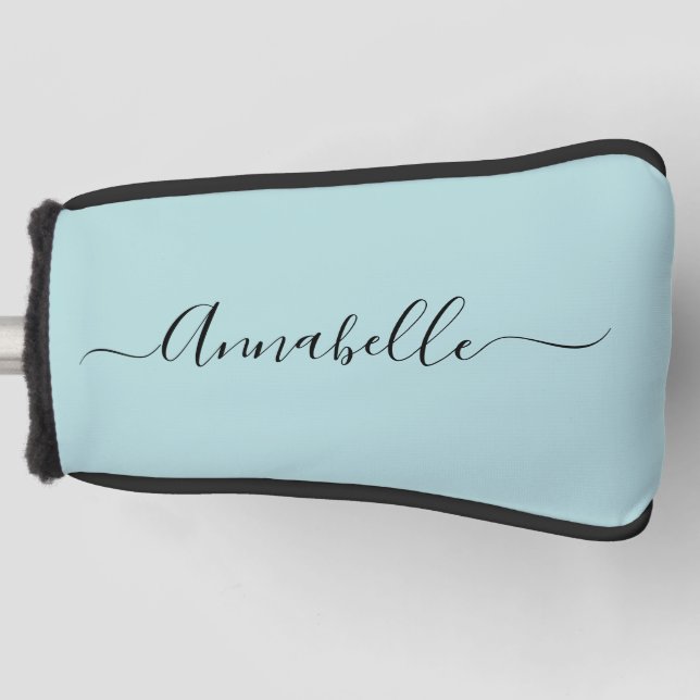 Aqua Mint Green Personalized Name Golf Head Cover (Front)