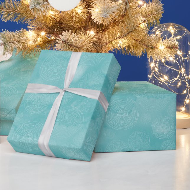 Aqua Mint Mermaid Boho Circles Wrapping Paper (Holidays)