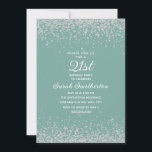 Aqua Mint Silver Diamond Glitter 21st Birthday Invitation<br><div class="desc">Create your own elegant aqua/mint 21st birthday party invitation for women with sparkling glitter and a white calligraphy/script text. Text and fonts are completely customizable on this invitation so you can change this to work for any age. The background colour is customizable, as well, so no matter what your party...</div>