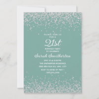 Aqua Mint Silver Diamond Glitter 21st Birthday