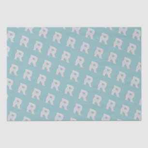 Aqua Mint Silver Letter R Tissue Paper