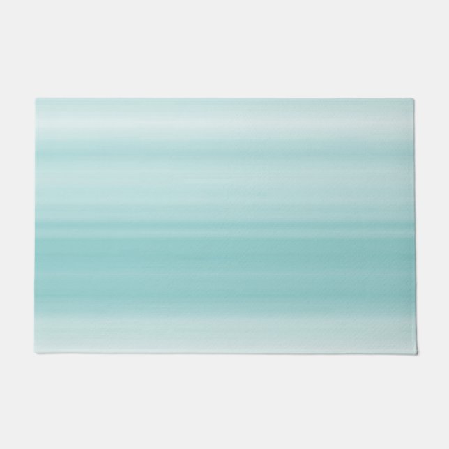 Aqua Mint White Beach Vibes Stripes   Doormat (Front)