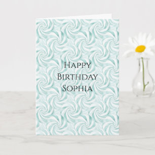 Aqua Mint White Swirls Birthday Card