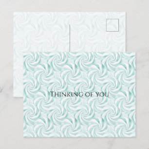Aqua Mint White Swirls Thinking of you Postcard