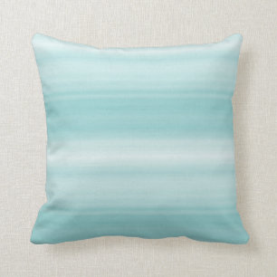 Aqua Mint White      Throw Pillow