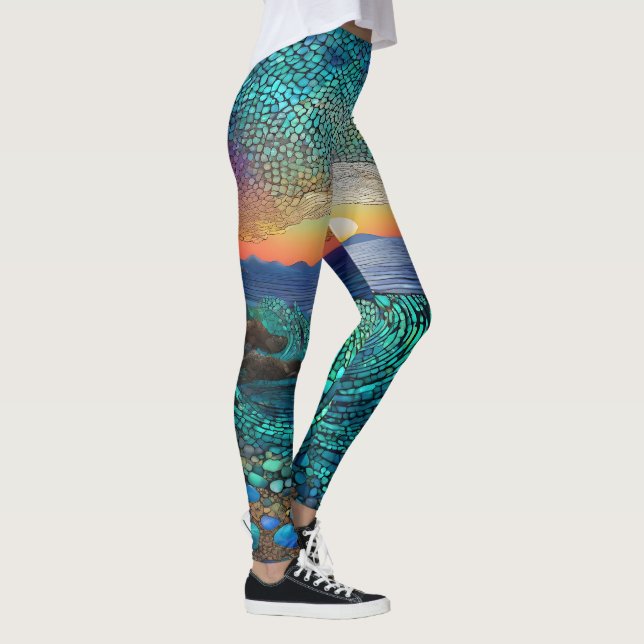 Aqua Mirage Seascape Leggings (Right)