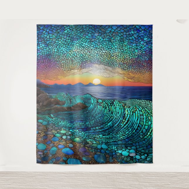 Aqua Mirage Seascape Tapestry (Front)