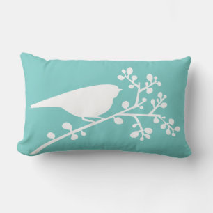 Aqua Mod Single Bird and Berries {pick your colour Lumbar Pillow