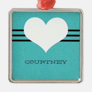 Aqua Modern Heart Ornament