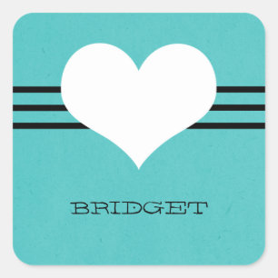Aqua Modern Heart Stickers