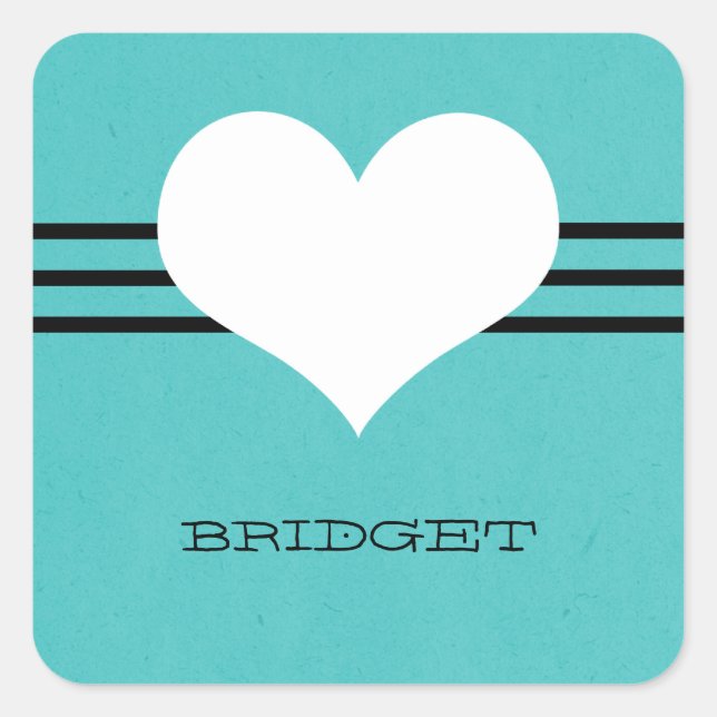 Aqua Modern Heart Stickers (Front)