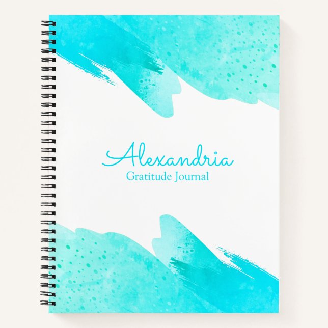 Aqua Modern Personalized Elegant Script Journal (Front)