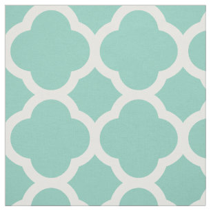 Aqua Modern Quatrefoil Large Scale Fabric