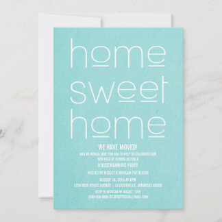 Aqua Modern Sweet Home Housewarming Party Invitation