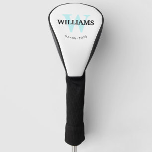 Aqua Monogram Initial and Name Personalized Golf H Head Cover