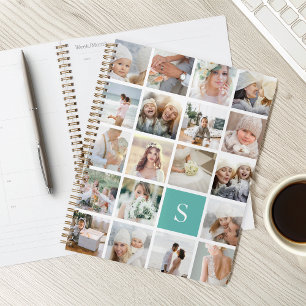Aqua Monogram Photo Collage Planner