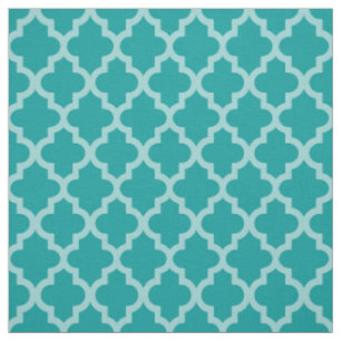 Aqua Moroccan Moods Quatrefoil Fabric