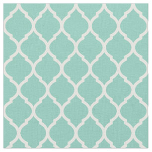 Aqua Moroccan Quatrefoil Fabric