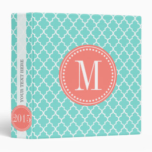 Aqua Moroccan Tiles Lattice Personalized Binder