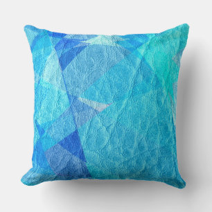 Aqua Mosaic Leather Throw Pillow
