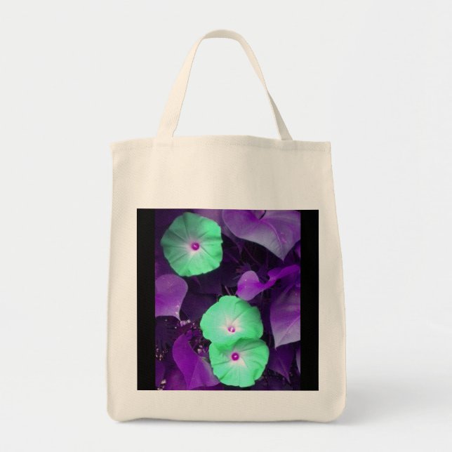 Aqua N Violet Morning Glories Bag (Front)