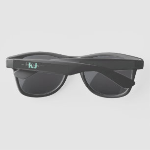Aqua Name & Monogram Retro Typography Sunglasses