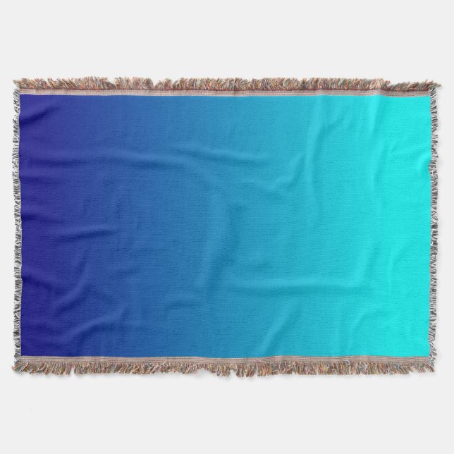 Aqua Navy Ombre Background Throw Blanket (Front)