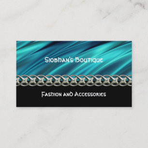 Aqua, noir et carte de visite à chaînes d'argent