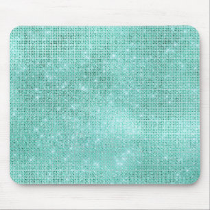 Aqua Ocean Blue Aquamarine Diamond Shiny Glam Mouse Pad