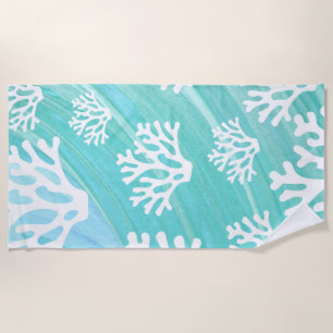 Aqua Ocean Coral Sealife  Beach Towel