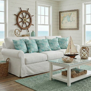 Aqua ocean crystals Throw Pillow