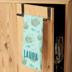 Aqua Ocean Sea Marine Life Coastal Kitchen Towel