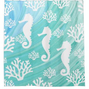Aqua Ocean Seahorse Coral