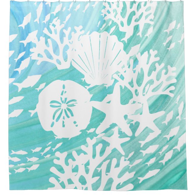 Aqua Ocean Seashells Fish Coral  (Front)