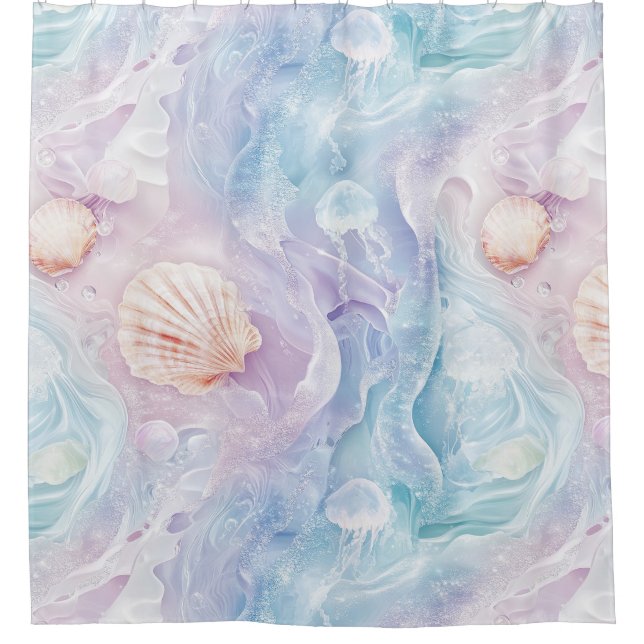 Aqua Ocean Waves & Seashell Pattern (15) (Front)
