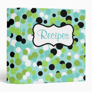 Aqua Olive Dots Recipe Binder