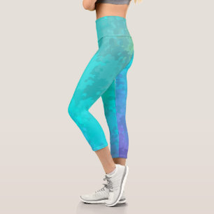 Aqua Ombre  Capri Leggings
