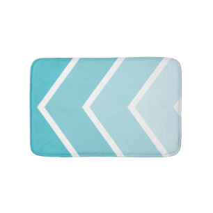 Aqua Ombré Chevron Stripes Pattern Bath Mat