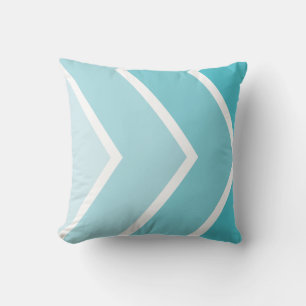 Aqua Ombré Chevron Stripes Pattern Throw Pillow