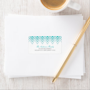 Aqua Ombre Chevrons Label