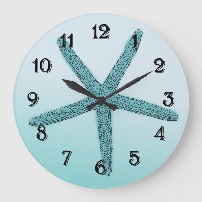 Aqua Ombre Starfish Large Clock (Front)