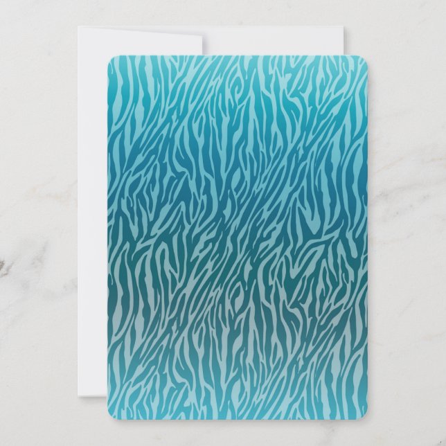 Aqua Ombre Zebra Print Baby Shower Invitation (Front)