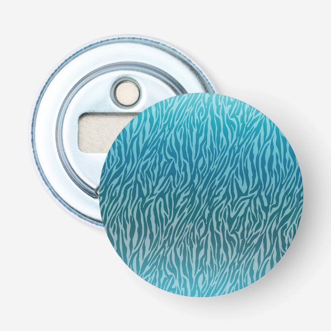 Aqua Ombre Zebra Print Bottle Opener (Front)