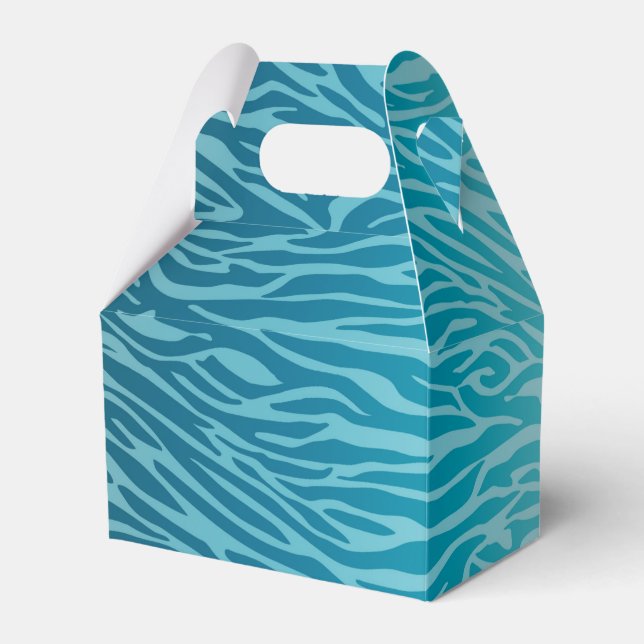 Aqua Ombre Zebra Print Favor Box (Front Side)