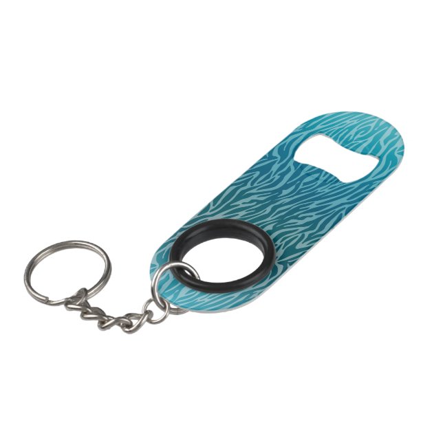 Aqua Ombre Zebra Print Mini Bottle Opener (Front Angled)