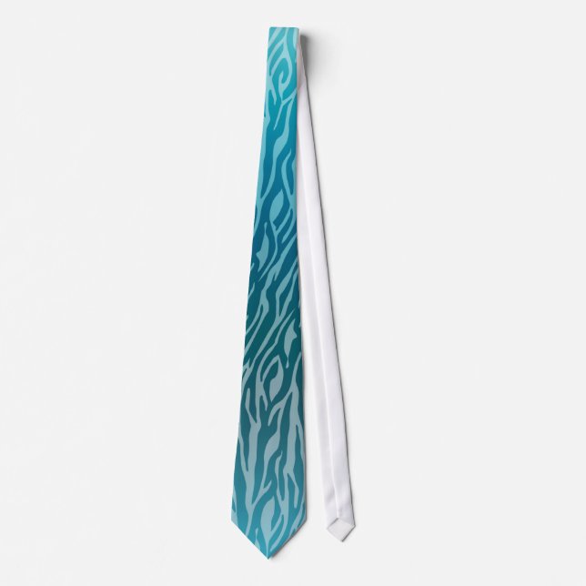 Aqua Ombre Zebra Print Tie (Front)
